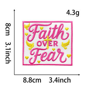 Parches Bordados con la Frase 'Fe sobre el Miedo, Jesús', Apliques Termoadhesivos para Manualidades, Parches de Tela en Existencia para Prendas - Product Image 6