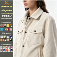 Veste Courte en Velours Côtelé pour Femme, Style Trucker, Col Revers, Boutonnée, Vêtement d'Extérieur Décontracté avec Poches à Rabat pour le Quotidien et le Streetwear