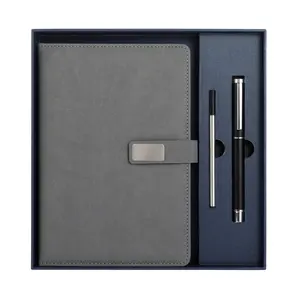 商务标志文具定制豪华Pu皮革日记本套装笔记本和钢笔礼品套装