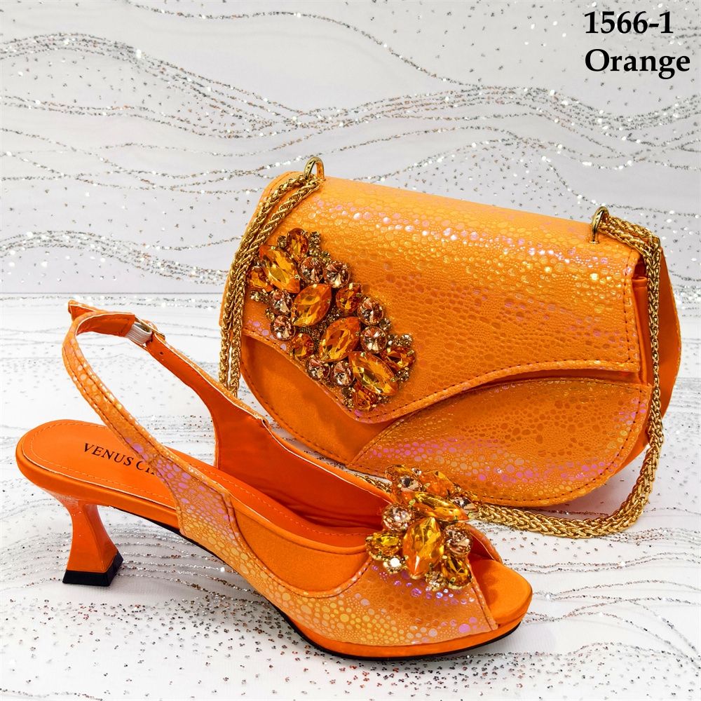 Sinya Orange Color High Heel Women Party Italian Shoes Bag Set African  Style Shoes Matching Bag Set