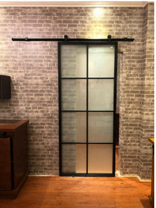 <span class=keywords><strong>Porte</strong></span> en verre forgé avec grilles, mécanisme de <span class=keywords><strong>porte</strong></span> <span class=keywords><strong>coulissante</strong></span> en fer forgé, de taille personnalisée, pour grange - Product Image 4