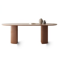Table à manger en bois massif de style rétro français, plateau en pierre naturelle, forme ovale, pour bureau à domicile, salon, simple et antique
