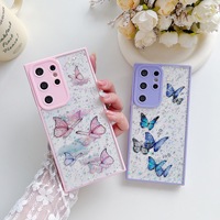 Coque de téléphone papillon étoile pailletée pour Samsung Galaxy S20 S21 S22 S23 S24 Plus Ultra FE A15 A35 A55 Couverture arrière de téléphone