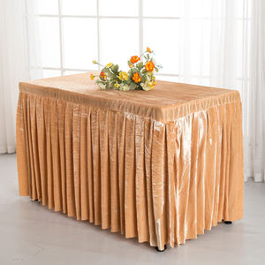 Jupes de table de velours de luxe en gros couverture de table plissée pour la fête anniversaires spectacle réunion <span class=keywords><strong>exposition</strong></span> jupe de table solide en peluche - Product Image 1