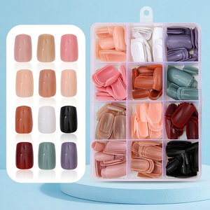 Juego de 288 Uñas Postizas de Color Sólido Brillante, 12 Colores, en Caja, Uñas Artificiales para Salón, Uñas a Presión - Product Image 1