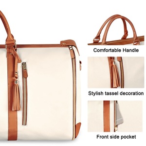 Sac de voyage pliable en <span class=keywords><strong>cuir</strong></span> PU 2 en 1, grand sac de week-end, sac de voyage pour vêtements, sac de sport avec <span class=keywords><strong>pochette</strong></span> pour chaussures pour hommes et femmes - Product Image 3