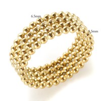 Vente en gros de bagues vintage en acier inoxydable plaqué or 18 ct avec cristaux multicouches, bagues avec chiffres