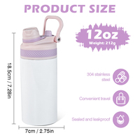 Bouteille d'eau isotherme personnalisée en acier inoxydable 304 de 350 ml avec poignée et couvercles colorés pour enfants, cadeaux d'affaires classiques pour boissons froides