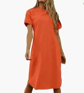 Custom Premium Women's Clothing T Shirt Dress Short Sleeve Tshirt Dress O Neck Plain For Women Graphic Plus Size Casual Printed