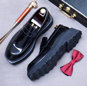 Men's Genuine Leather Floral Pattern Waterproof Lightweight <b>Flat</b> Formal Business Loafers Slip <b>Pointed</b> <b>Toe</b> British Buckle - Product Image 3