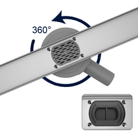 Drain de douche linéaire personnalisé à 360 degrés pour salle de bain, insert de carrelage, drain de sol rectangulaire anti-odeur avec siphon à sortie latérale