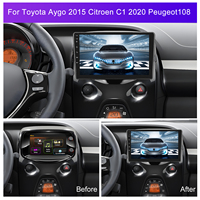 Radio Mobil Android Podofo 2 Din 9'' Carplay Android Auto untuk Toyota Aygo 2015 Citroen C1 2020 Peugeot 108 RDS HIFI di EU/US/RU