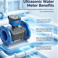 Meter Air Ultrasonik DN50~DN150 Tipe Flens Meter Aliran Air Digital IP68 Meter Air Ultrasonik untuk Pasokan Air Industri