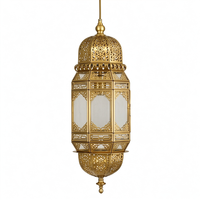 Lustre Suspendu LED Moderne en Fer Marocain, Finition Dorée, IRC 90, Durée de Vie 50 000 Heures, Idéal pour Mosquées et Projets d'Installation