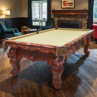 Table de billard et de snooker en ardoise sculptée en bois massif avec tête de lion antique, 8 pieds, 9 pieds