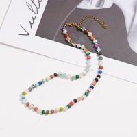 Collier multi-pierres précieuses 8mm perles colorées en pierre naturelle collier de pierres précieuses nouées à la main bijoux