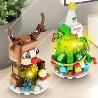 ABS Mini Brique Décoration de Noël Blocs de Construction DIY Jouet Éducatif avec Père Noël Traîneau Cerf Arbre de Noël Enfants Cadeau de Noël