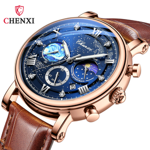 <span class=keywords><strong>CHENXI</strong></span> 972 hommes 2023 mode décontracté en cuir montre à Quartz homme affaires horloge mâle Sport étanche Date chronographe montres-bracelets - Product Image 3