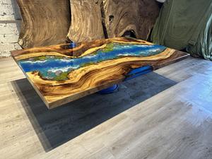 Style unique, article naturel, grande planche de bureau, 100% bois de noyer, résine époxy, bureau thème océan, table à manger en bois - Product Image 2