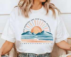 Camiseta Religiosa OEM ODM, Camiseta Cristiana, Ropa Inspiradora, Camiseta de Fe, Camiseta con Versículo Bíblico, Las Misericordias de Él son Nuevas Cada Mañana - Product Image 5