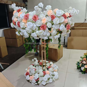 120cm Tall Artificial Flower Stand Party Decor White <strong>Centerpieces</strong> Flower <strong>Wedding</strong> Table Metal <strong>Centerpieces</strong> With Red Flower - Product Image 3