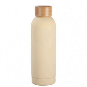 Pink Stainless Steel Vacuum Insulated Water <b>Bottle</b> Wooden Lid 6-12 Hours Thermal Insulation Minimalist Design for Travel - Product Image 5