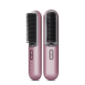 New Mini Electric Hair Straightener <b>Brush</b> Negative Ion PTC Battery-<b>Powered</b> USB Cordless Auto-Off Hair Styling Household Outdoor - Product Image 1