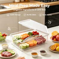 Boîte de rangement transparente en plastique alimentaire pour réfrigérateur, type tiroir, organisateur de réfrigérateur avec affichage de la température, pour cuisine