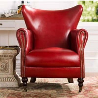 Fauteuil Tigre Nordique à Dossier Haut, Luxe Léger, Mobile, Rembourré en Latex, en Cuir Véritable, pour Salon, Chambre, Hôtel, Café, Canapé Simple