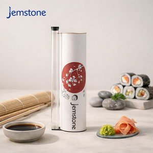 Tube en papier pour sushi à emporter, de qualité alimentaire, tendance, écologique, boîte cylindrique en carton pour sushi, emballage avec bouteille de sauce - Product Image 2