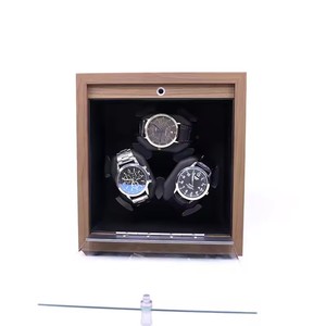 Boîte remontoir <span class=keywords><strong>de</strong></span> montres automatique en bois <span class=keywords><strong>de</strong></span> noyer à 3 emplacements, étui en PU avec 3 coussinets, vente en gros, étui <span class=keywords><strong>de</strong></span> rangement rotatif pour montres - Product Image 4
