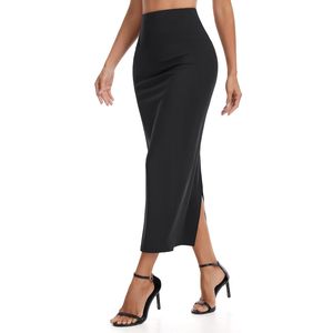 Jupe crayon taille haute pour femme FOXA avec fente arrière, jupe longue moulante extensible pour le travail et les occasions professionnelles - Product Image 2