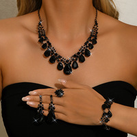 Parure de bijoux en alliage entièrement sertie de diamants, style exagéré, pour mariée, élégante et raffinée, vente en gros transfrontalière