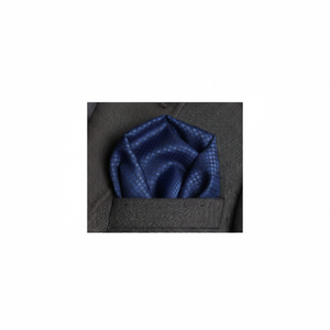 Men's <b>Navy</b> Blue Checkered Pocket Square Elegant Shirt <b>Accessory</b> - Product Image 2