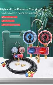 Conjunto de Manômetros de Pressão para Ar Condicionado em Latão, Ferramentas Essenciais de Refrigeração, à Prova d'Água e Poeira, Escalas Claras e Precisas - Product Image 5