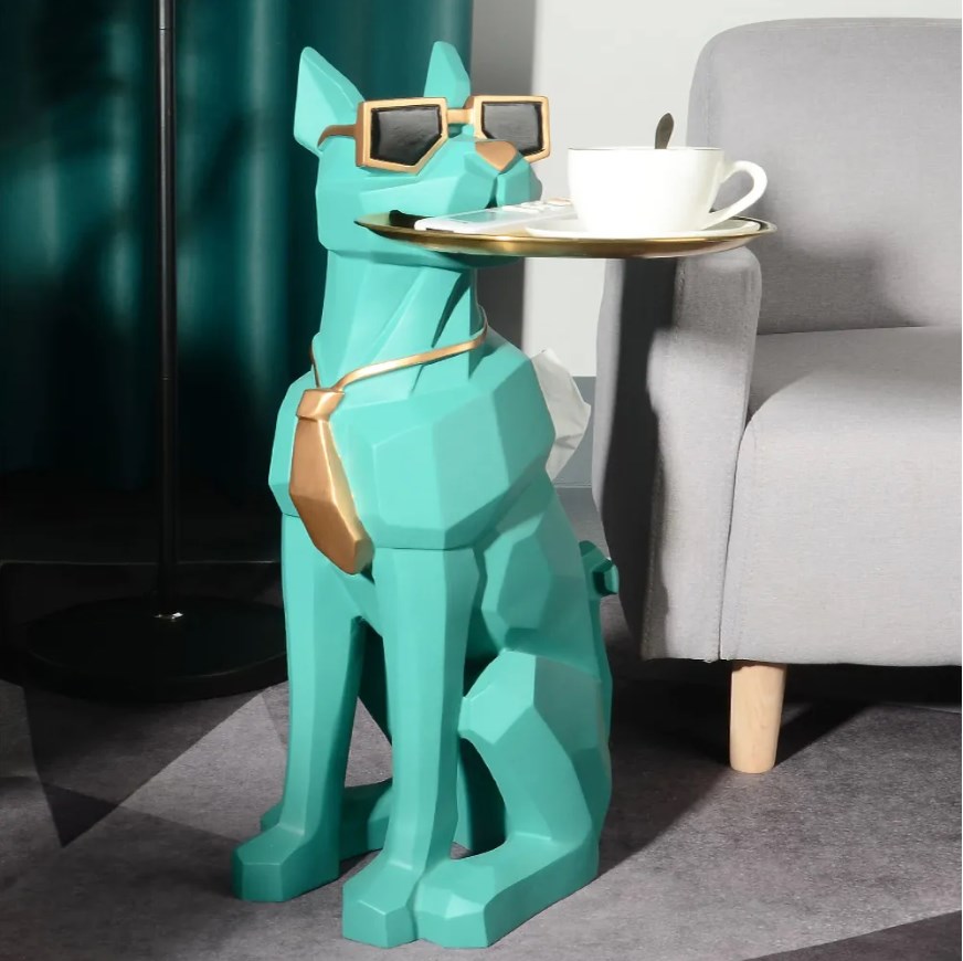 Modern green tissue storage side table tray end table