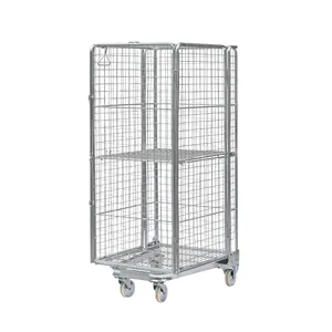 Đóng mở thép bền Xe đẩy hậu cần xử lý Con lăn thép container 6 "im lặng cao su bánh xe dây lưới xe ở mức giá tốt nhất