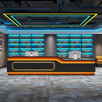 Comptoir de bar en bois massif de style industriel pour salle de billard, café e-sport, salle de sport - Écologique et durable, bureau de réception personnalisé