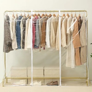 Translucide PEVA Manteau Costume Sac De Rangement avec Fermetures À Glissière Sol Cintre Cache-Poussière <span class=keywords><strong>pour</strong></span> Chambre Étendoir Dortoir Fournitures - Product Image 6