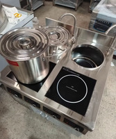 Table de cuisson à induction commerciale en acier inoxydable à 6 brûleurs, 18 kW, cuisinière à induction plate sur pied, commande par bouton, grande cuisinière à induction