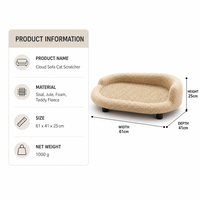 Griffoir pour chat en sisal, canapé-lit, coussin en peluche Teddy, griffoir pour meubles, planche à griffer pour chats 61x41x25cm