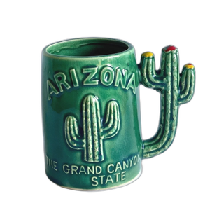 Mug vintage souvenir Arizona Cactus en céramique verte Grand Canyon State pour café ou thé - Product Image 2