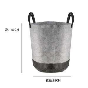 <b>Foldable</b> Laundry <b>Basket</b> Round 35x40cm Gray And Black Fabric Storage Bucket For Clothing Wardrobe Use - Product Image 5