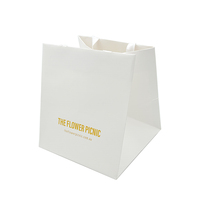 Kustom paket hadiah mewah Logo Anda tas kemasan kertas buket bunga dengan pegangan dan jendela plastik Pvc bening