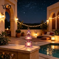 Ensemble de 3 lanternes en verre Ramadan, best-seller, lampe de nuit LED, lampe de table, style islamique, décoration de table de mariage