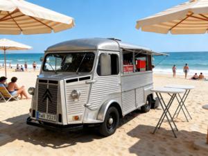 Camión <span class=keywords><strong>de</strong></span> Comida Eléctrico Retro Personalizado Citroën, Remolque <span class=keywords><strong>de</strong></span> Fibra <span class=keywords><strong>de</strong></span> Vidrio con Plancha Eléctrica Comercial para Tacos, Dulces y Playa - Product Image 1