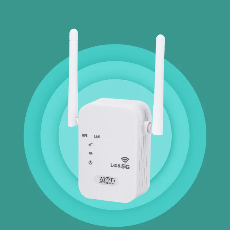 เครื่องขยายสัญญาณ WiFi ไร้สาย5G,เครื่องขยายสัญญาณ Wi-Fi 1200Mbps ระยะไกลเครื่องขยายสัญญาณ Wi-Fi 802.11N อุปกรณ์ไล่สัญญาณ Wifi 2.4Ghz