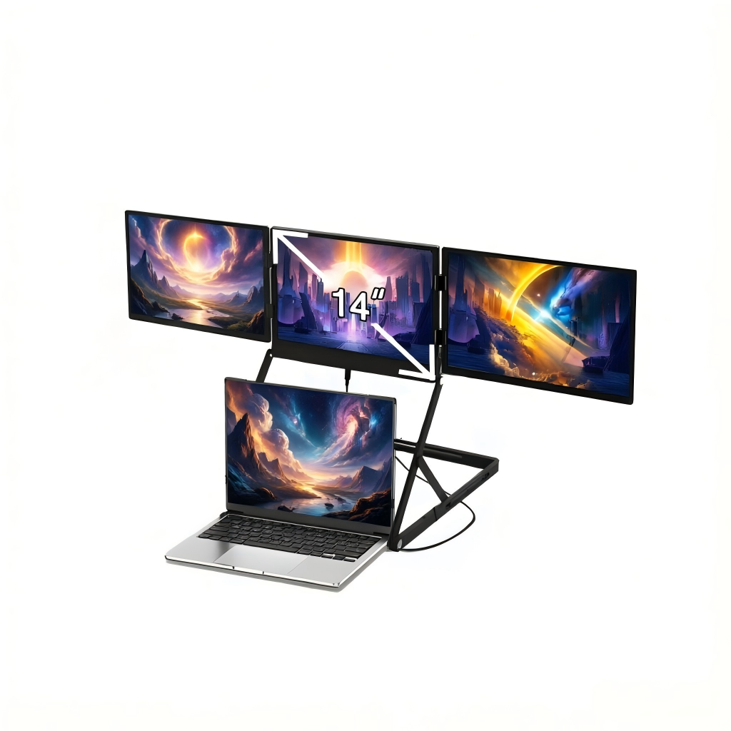 Brand New <strong>2026</strong> Portable Quad Monitor for Business -<strong>14</strong>-<strong>inch</strong> Laptop <strong>Screen</strong> Extender, Place on the Desk,1 Cable for 3 Displays