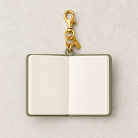LABON Carnet A7 personnalisé avec porte-clés, couverture vert sauge, motif marguerite, pages vierges « Un jour à la fois », chaîne dorée, OEM ODM