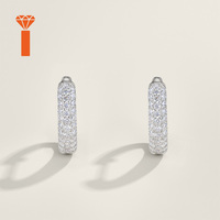 Boucles d'oreilles créoles rondes en moissanite, sertissage pavé, argent S925, hypoallergéniques, pour le bureau et le quotidien